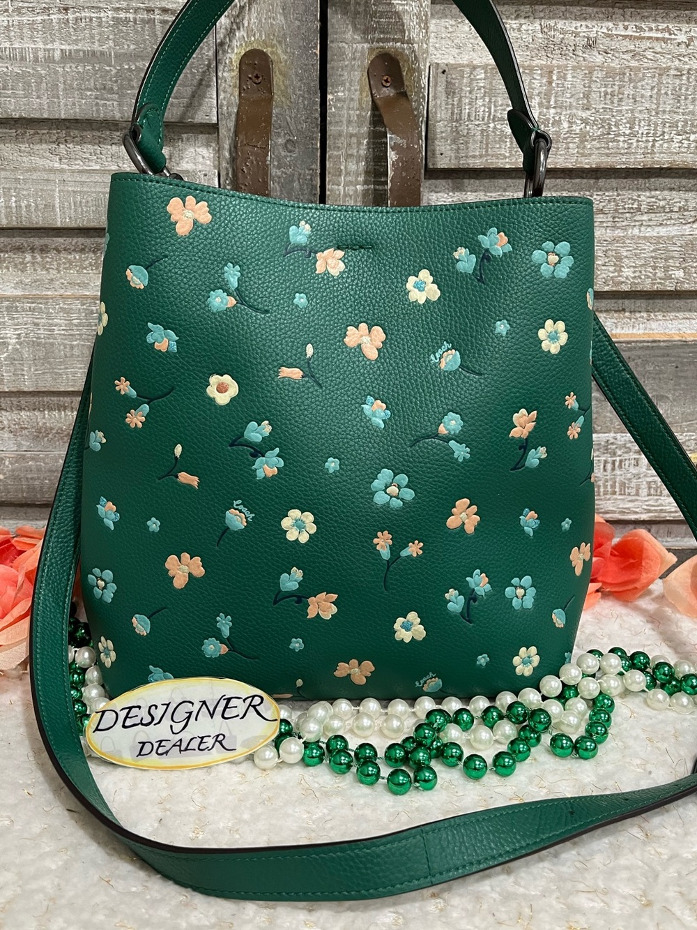 COACH Town Mystical Floral  Leather Bucket Bag C8214 - Picture 6 of 12